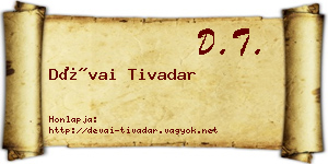 Dévai Tivadar névjegykártya